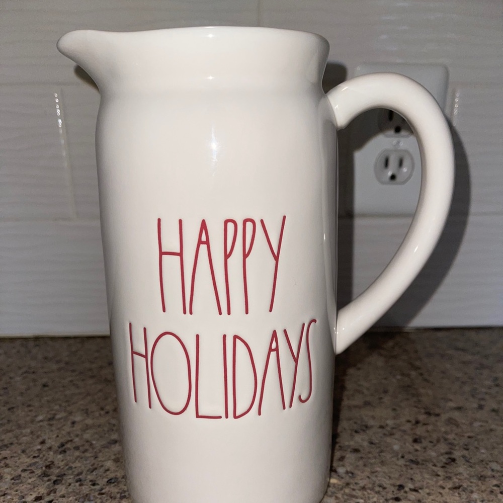 Rae Dunn Christmas Happy Holidays ceramic pitcher